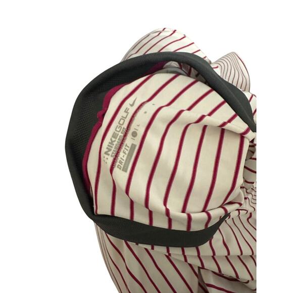 Nike DriFit Mens Large White/Red Striped Short Sleeve Polo - Picture 5 of 5